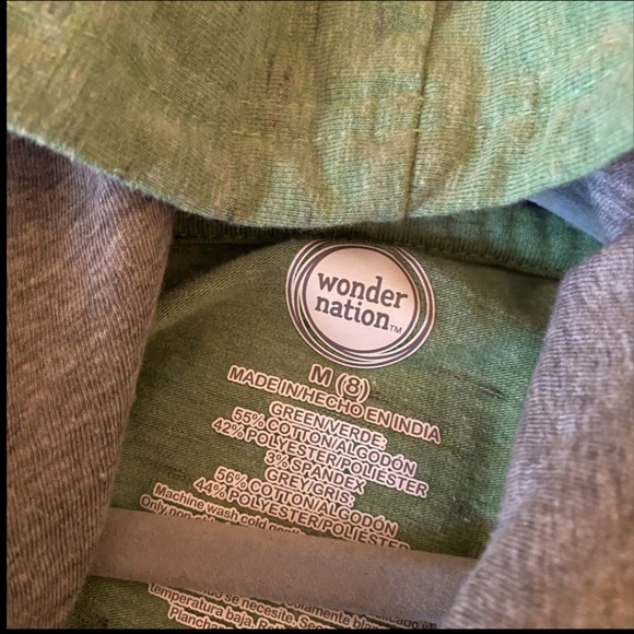 Boys Lightweight Adorable Green & Gray Hoodie With Kangaroo Pocket•8 - Picture 3 of 10